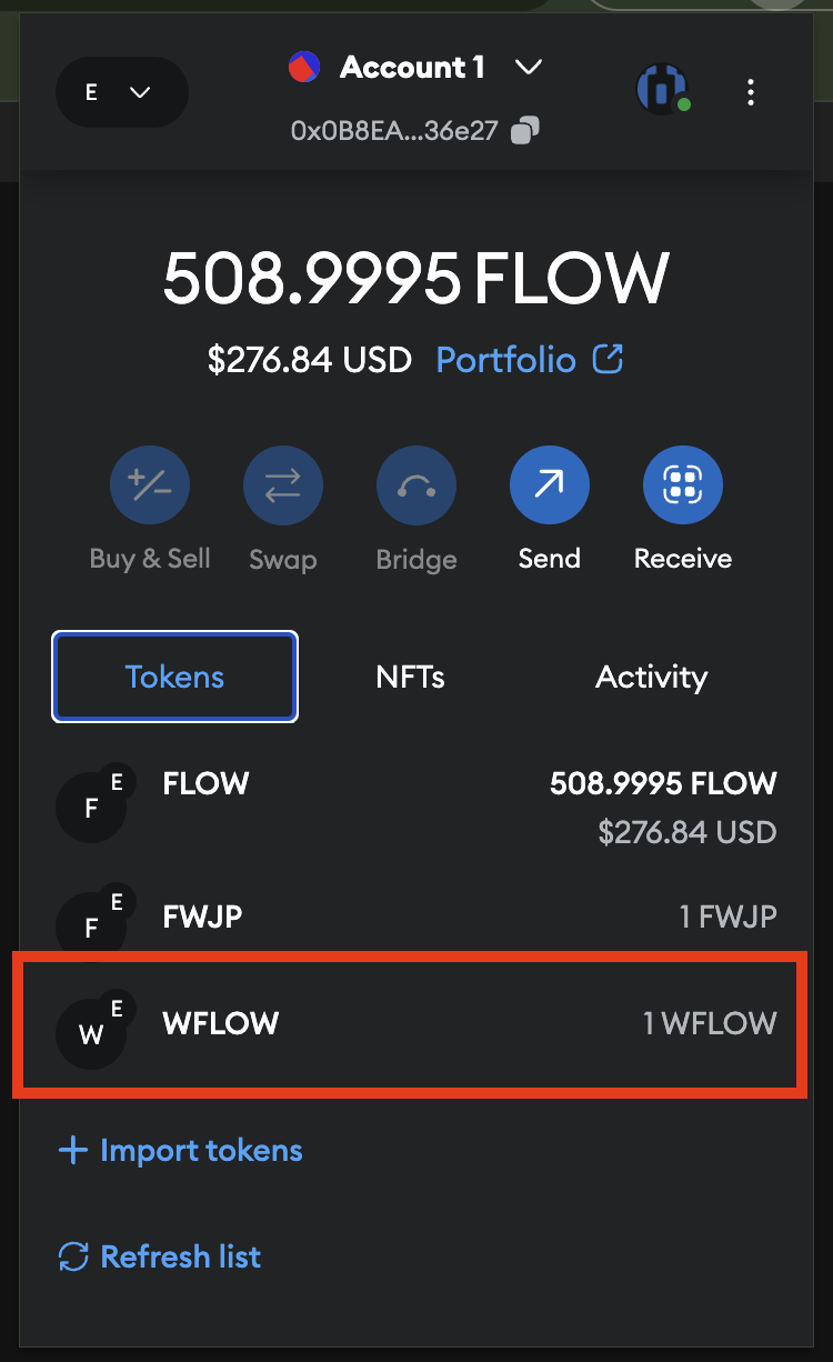 WFLOW in MetaMask